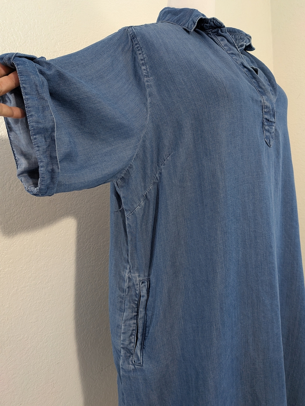 Chelsea & Theodore Blue Denim Tencel Lyocell Dress Side Pockects Size X-Large - Picture 2 of 8